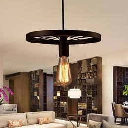 Lampada a sospensione industriale vintage con paralume in ferro da 1 luce