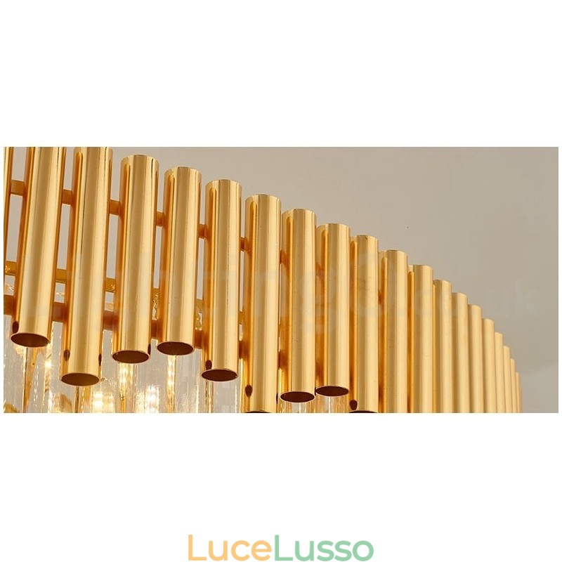Lampadario a sospensione in cristallo rotondo K9 di lusso postmoderno dorato, sala espositiva