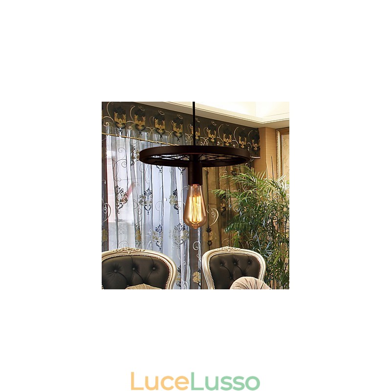 Lampada a sospensione industriale vintage con paralume in ferro da 1 luce