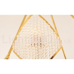 Lampadario a sospensione in cristallo K9 rotondo di lusso postmoderno dorato con paralume in acrilico Sala espositiva