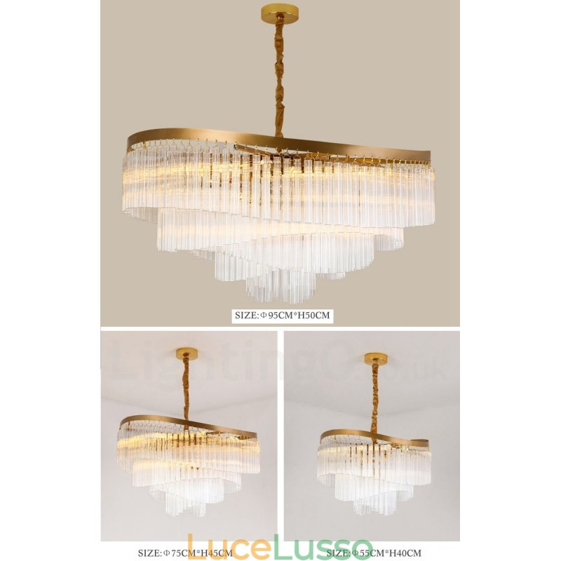 Lampadario pendente in cristallo rotondo K9 di lusso postmoderno dorato, sala espositiva
