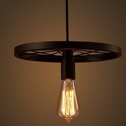 Lampada a sospensione industriale vintage con paralume in ferro da 1 luce