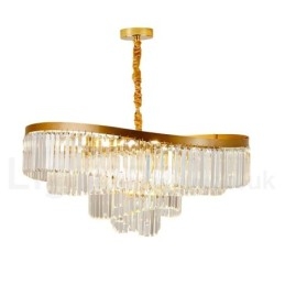 Lampadario pendente in cristallo rotondo K9 di lusso postmoderno dorato, sala espositiva