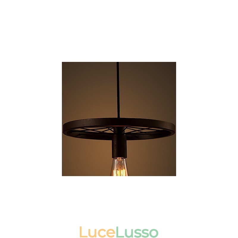Lampada a sospensione industriale vintage con paralume in ferro da 1 luce