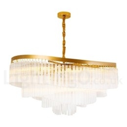 Lampadario pendente in cristallo rotondo K9 di lusso postmoderno dorato, sala espositiva