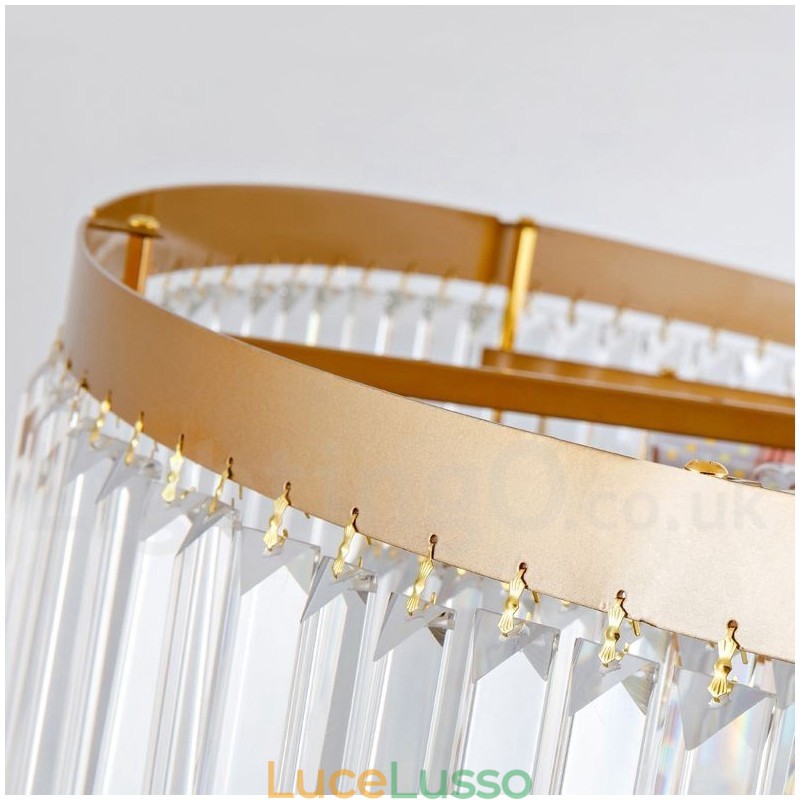 Lampadario pendente in cristallo rotondo K9 di lusso postmoderno dorato, sala espositiva
