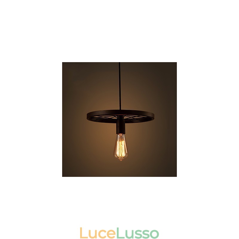 Lampada a sospensione industriale vintage con paralume in ferro da 1 luce