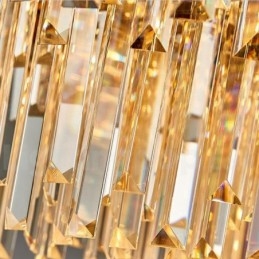 Quest'anno il lampadario a sospensione in cristallo K9 rotondo dorato postmoderno di lusso è esposto nella sala espositiva