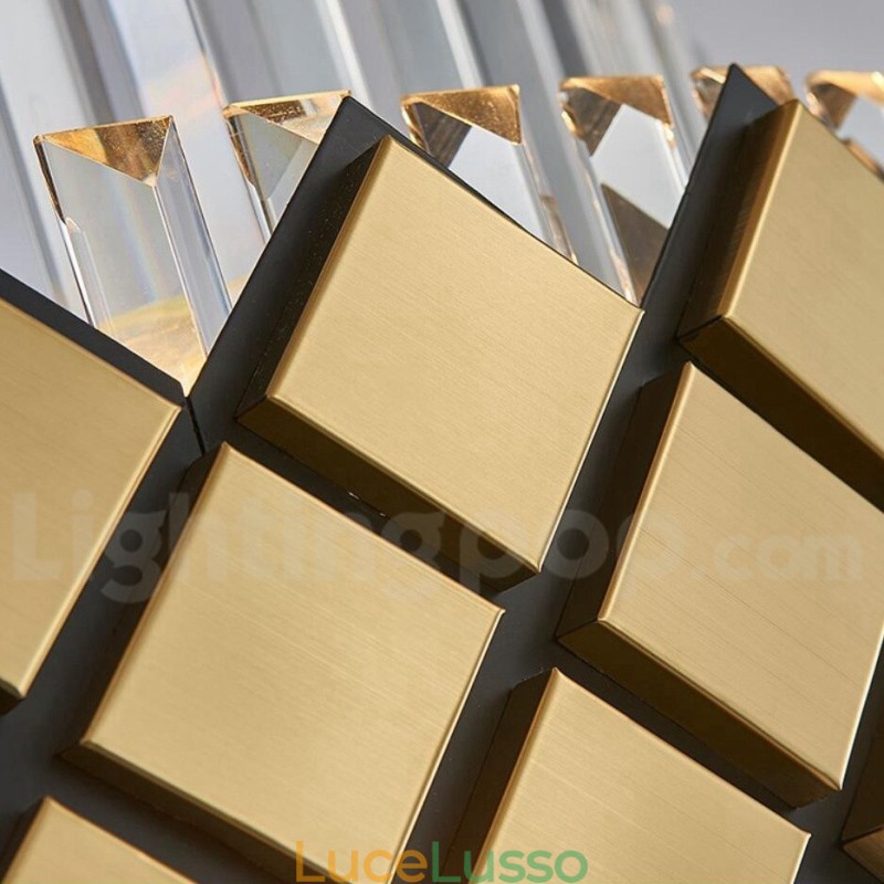 Lampadario moderno di lusso in oro e nero con pendente in cristallo K9 rotondo, sala espositiva