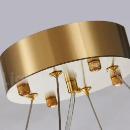 Lampadario moderno di lusso in oro e nero con pendente in cristallo K9 rotondo, sala espositiva