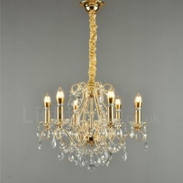 6 luci oro argento stile americano lampadario pendente in cristallo negozio di luci