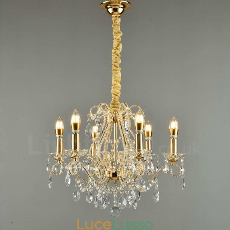 6 luci oro argento stile americano lampadario pendente in cristallo negozio di luci