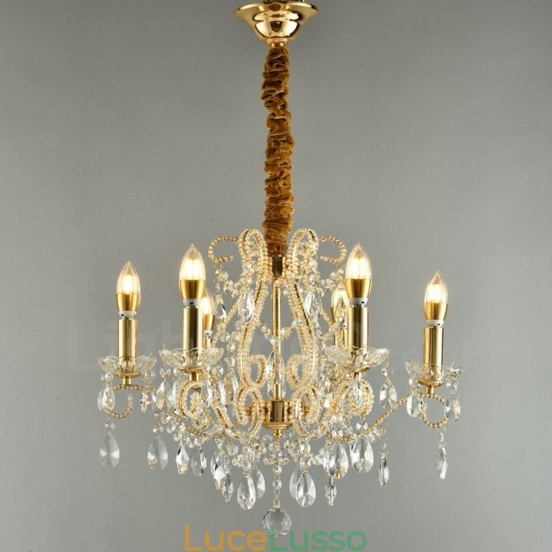 6 luci oro argento stile americano lampadario pendente in cristallo negozio di luci