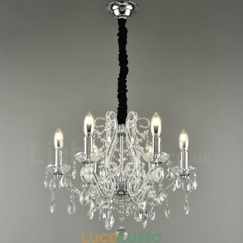 6 luci oro argento stile americano lampadario pendente in cristallo negozio di luci
