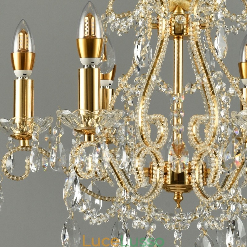 6 luci oro argento stile americano lampadario pendente in cristallo negozio di luci