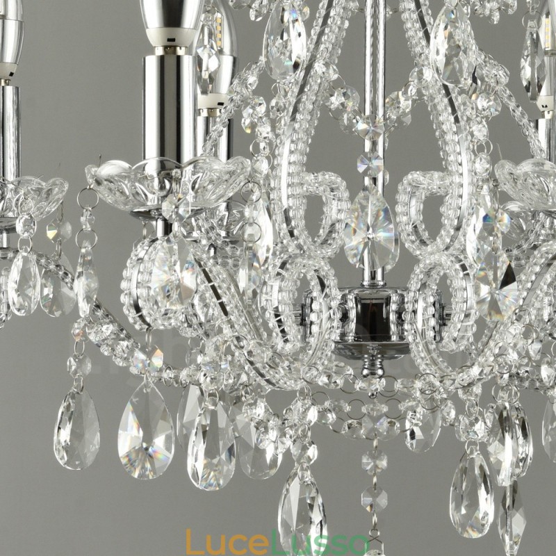 6 luci oro argento stile americano lampadario pendente in cristallo negozio di luci