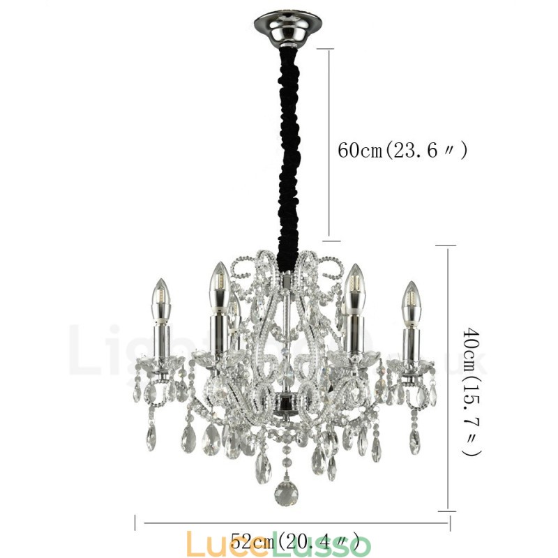 6 luci oro argento stile americano lampadario pendente in cristallo negozio di luci