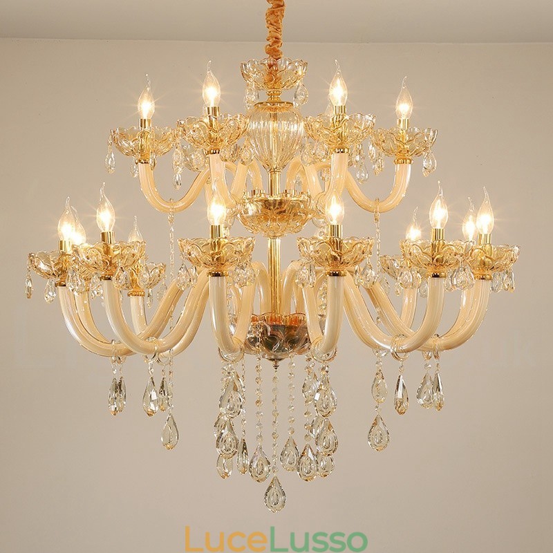 18 (12+6) eleganti candele di cristallo color champagne