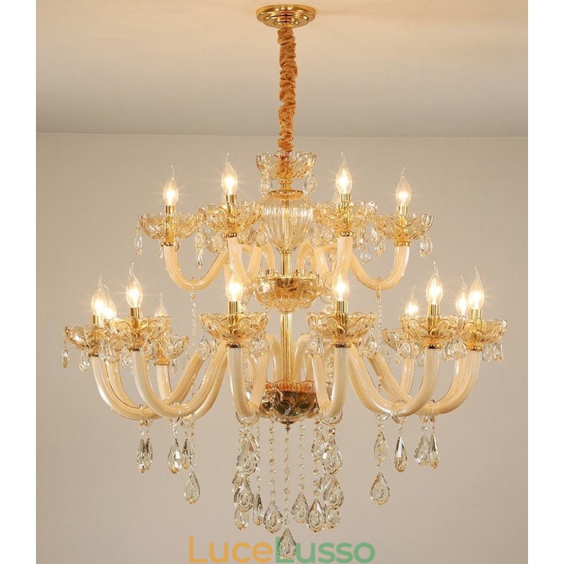 18 (12+6) eleganti candele di cristallo color champagne