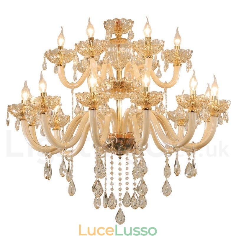 18 (12+6) eleganti candele di cristallo color champagne