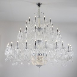 Lampadario a candela in cristallo elegante e lussuoso, 50 luci, esposizione Hall