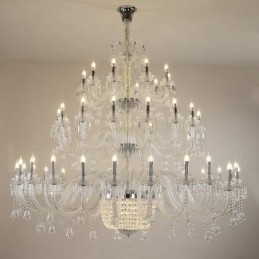 Lampadario a candela in cristallo elegante e lussuoso, 50 luci, esposizione Hall