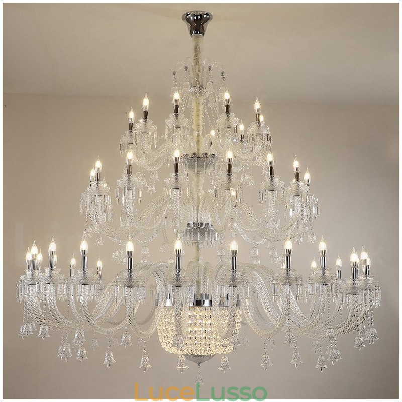 Lampadario a candela in cristallo elegante e lussuoso, 50 luci, esposizione Hall