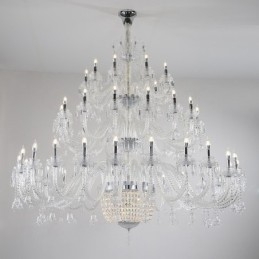 Lampadario a candela in cristallo elegante e lussuoso, 50 luci, esposizione Hall