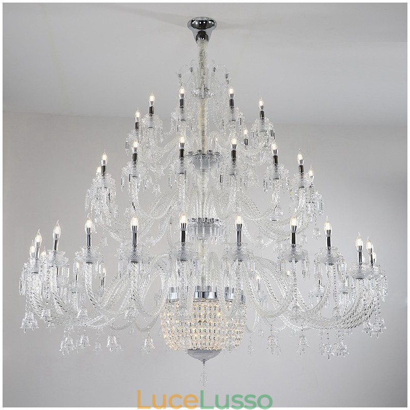 Lampadario a candela in cristallo elegante e lussuoso, 50 luci, esposizione Hall