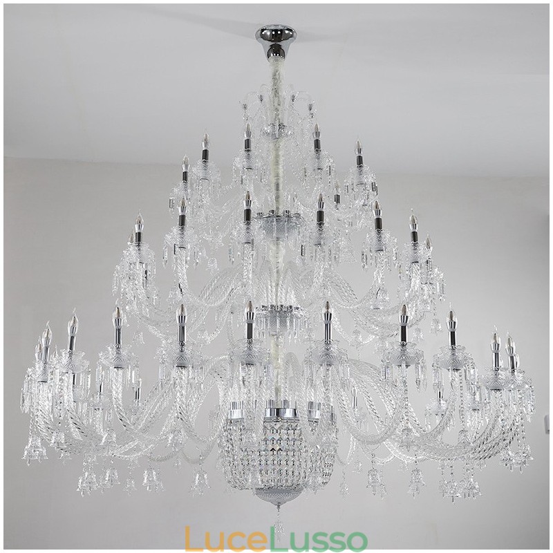 Lampadario a candela in cristallo elegante e lussuoso, 50 luci, esposizione Hall