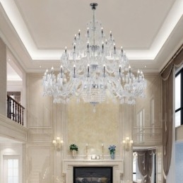 Lampadario a candela in cristallo elegante e lussuoso, 50 luci, esposizione Hall