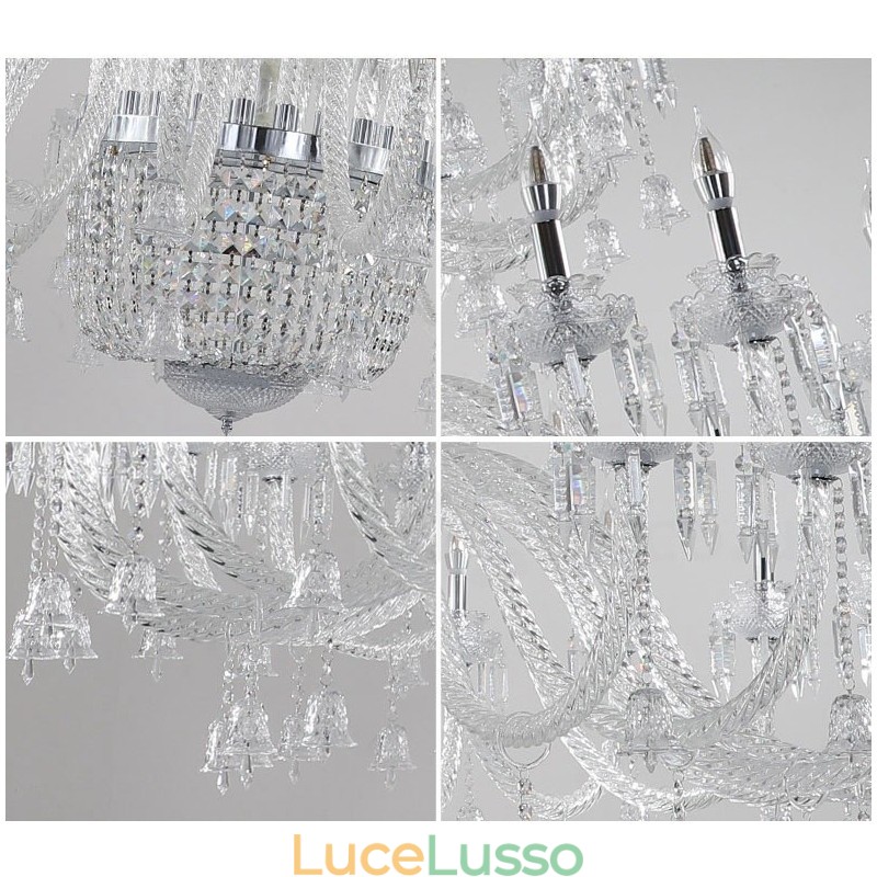 Lampadario a candela in cristallo elegante e lussuoso, 50 luci, esposizione Hall