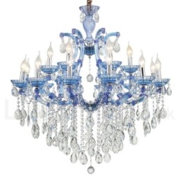 Lampadario a candela di cristallo di lusso multicolore da 18 (12+6) luci con cristallo trasparente