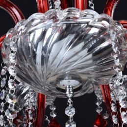 Lampadario a candela in cristallo rosso