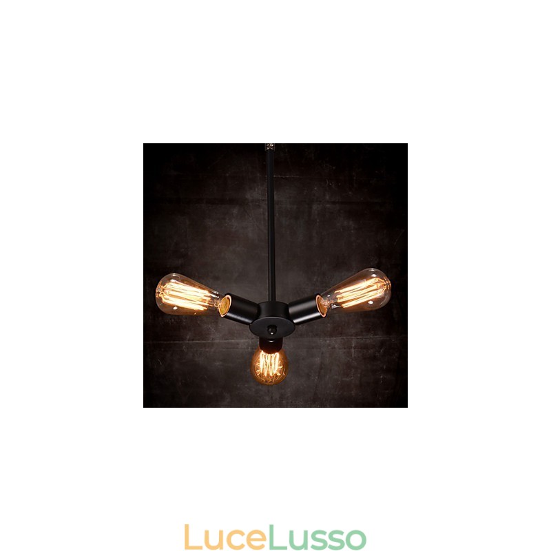 Lampada a sospensione 3 luci stile country in ferro battuto