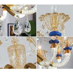 Lampadario moderno contemporaneo a 15 luci (10+5) con candela in cristallo