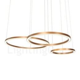Lampada a sospensione moderna in lega di alluminio con 3 anelli, dimmerabile, oro rosa, Wi-Fi, contemporanea, con paralume in acrilico