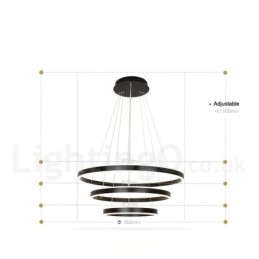 Lampada a sospensione moderna contemporanea con 3 anelli e due strisce Wi-Fi Smart dimmerabile con paralume in acrilico