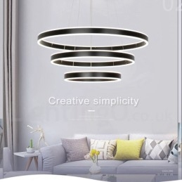 Lampada a sospensione moderna contemporanea con 3 anelli e due strisce Wi-Fi Smart dimmerabile con paralume in acrilico