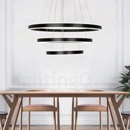 Lampada a sospensione moderna contemporanea con 3 anelli e due strisce Wi-Fi Smart dimmerabile con paralume in acrilico