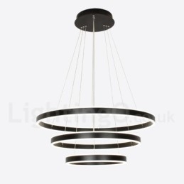 Lampada a sospensione moderna contemporanea con 3 anelli e due strisce Wi-Fi Smart dimmerabile con paralume in acrilico