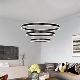 Lampada a sospensione moderna contemporanea con 3 anelli e due strisce Wi-Fi Smart dimmerabile con paralume in acrilico