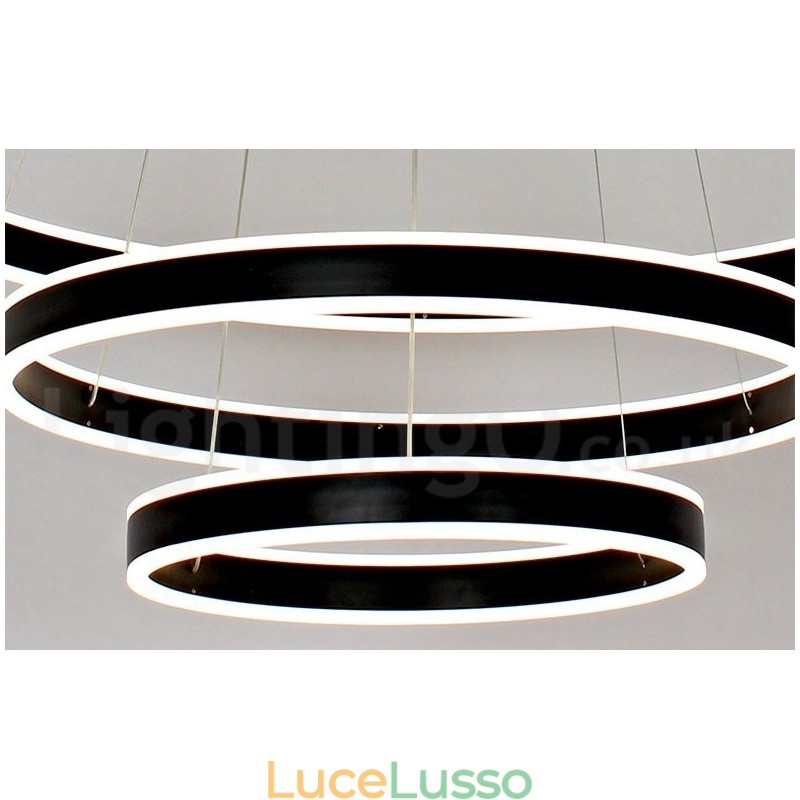 Lampada a sospensione moderna contemporanea con 3 anelli e due strisce Wi-Fi Smart dimmerabile con paralume in acrilico