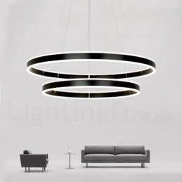 Lampada a sospensione moderna contemporanea con 3 anelli e due strisce Wi-Fi Smart dimmerabile con paralume in acrilico