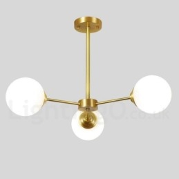Lampadario a forma di fagiolo in ottone puro a 3 luci, lampada a sospensione moderna con molecole in metallo, modello Northern Europe