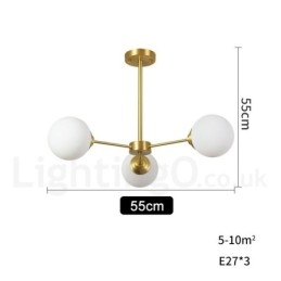 Lampadario a forma di fagiolo in ottone puro a 3 luci, lampada a sospensione moderna con molecole in metallo, modello Northern Europe