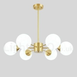 Lampadario a forma di fagiolo in ottone puro da 6 luci, lampada a sospensione moderna in metallo con molecole in Europa settentrionale