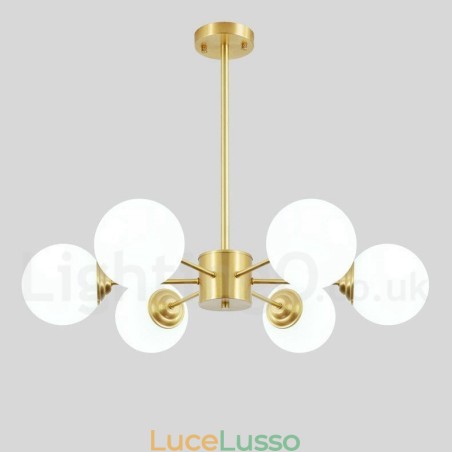 Lampadario a forma di fagiolo in ottone puro da 6 luci, lampada a sospensione moderna in metallo con molecole in Europa settentrionale Lampadario a forma di fagiolo in ottone puro da 6 luci, lampada a sospensione moderna in metallo con molecole in Europa settentrionale