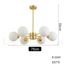 Lampadario a forma di fagiolo in ottone puro da 6 luci, lampada a sospensione moderna in metallo con molecole in Europa settentrionale