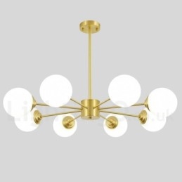 Lampadario a forma di fagiolo in ottone puro da 8 luci, lampada a sospensione moderna in metallo con molecole in Europa settentrionale